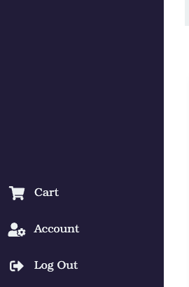 The last three options of the navigation bar, which spans across the left side of the page. There are links for "Cart", "Account", and "Log Out"